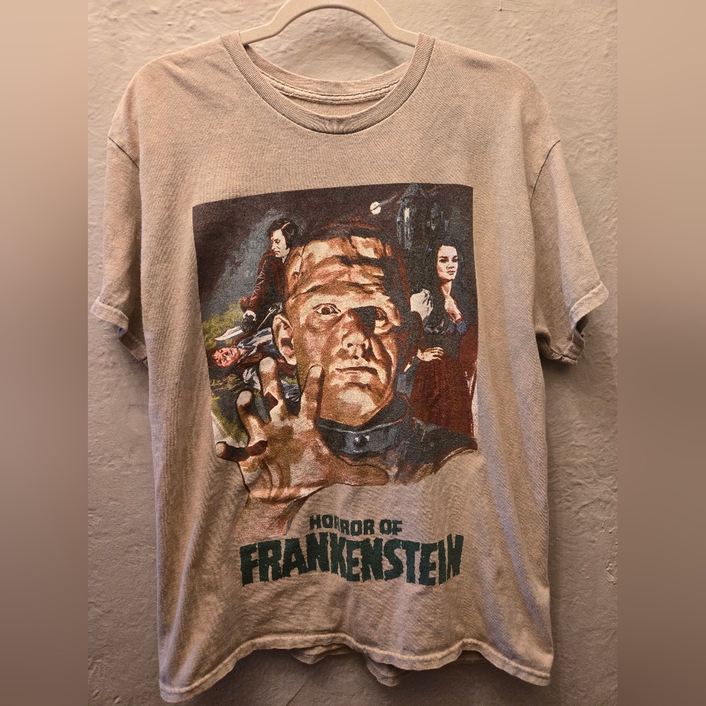 Horror of Frankenstein Graphic Tee Vintage Style Universal Monsters Movie Shirt